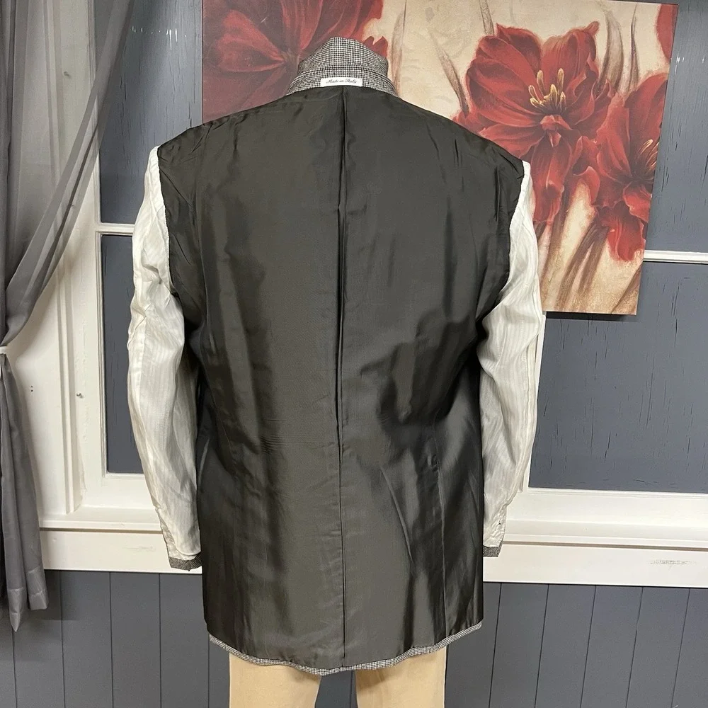 Vintage Pal Zileri Ventless Blazer Sport‎ Coat Mens 44L Long Wool Gray Flannel